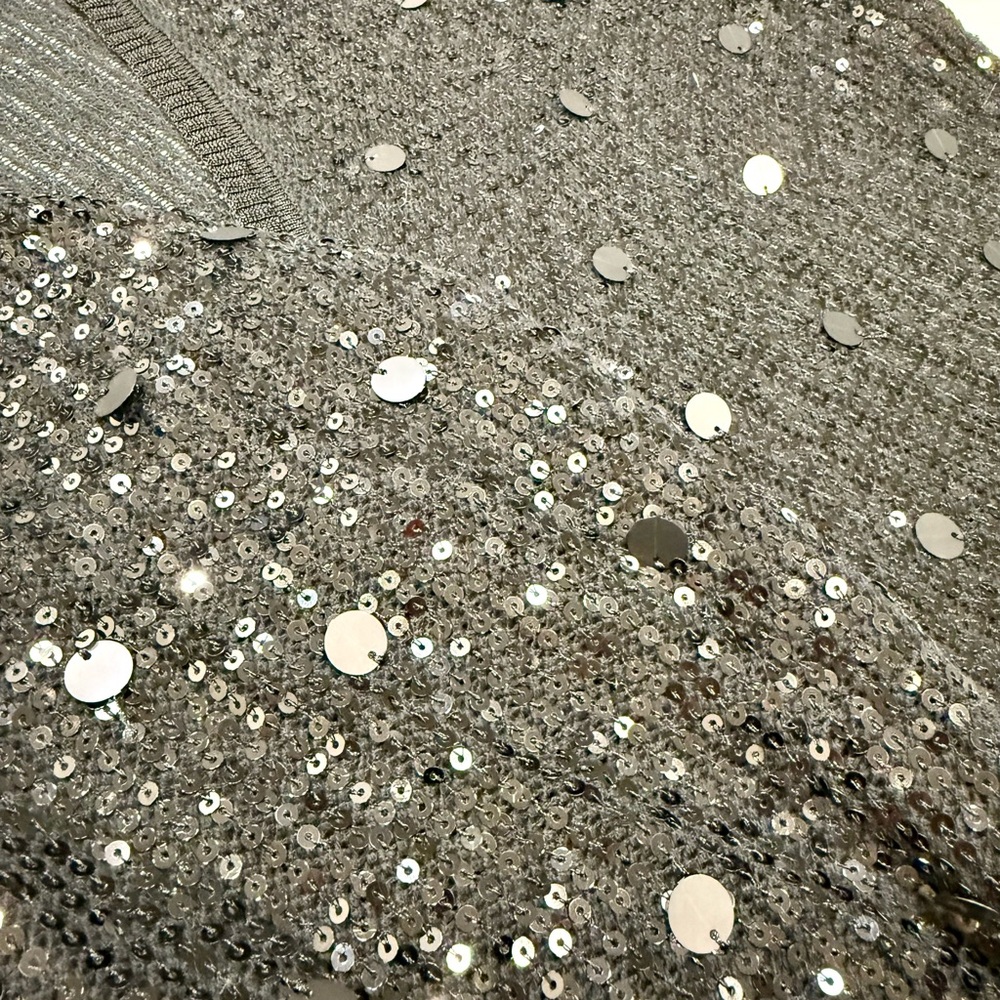 EUC – Chico’s Black Sequins V-Neck Button Down Cardigan Sweater – Xlarge - Picture 7 of 7